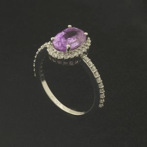 18ct White Gold 2.45ct Pink Sapphire &#038; 0.30ct Diamond Cluster Ring