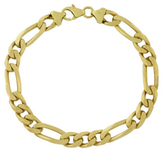 9ct Yellow Gold Figaro Bracelet 10.5" 10mm