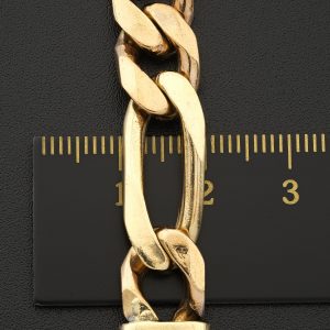 9ct Yellow Gold Figaro Bracelet 10.5″ 10mm