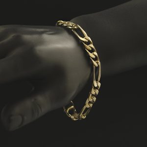 9ct Yellow Gold Figaro Bracelet 9″ 8.5mm