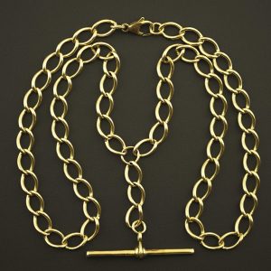 9ct Yellow Gold T-Bar Curb Chain 17.5″ 6mm