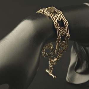 9ct Rose Gold Gate Bracelet &#038; T-bar 7.5&#8243; 16mm