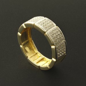18ct Yellow Gold 0.50ct Diamond Panel Ring