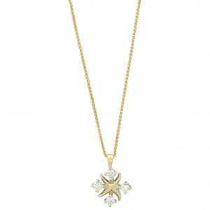 18ct Yellow And White Gold 0.30ct Diamond Cross Pendant And Chain