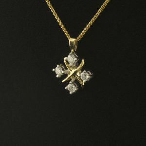 18ct Yellow And White Gold 0.30ct Diamond Cross Pendant And Chain