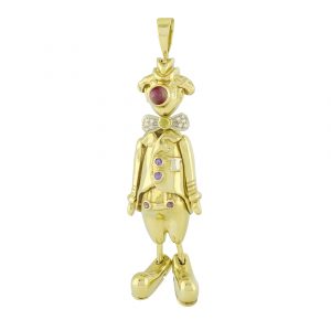 9ct Yellow Gold Gemstone Clown Pendant