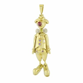 9ct Yellow Gold Gemstone Clown Pendant