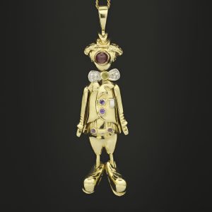 9ct Yellow Gold Gemstone Clown Pendant