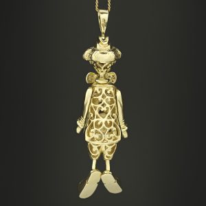 9ct Yellow Gold Gemstone Clown Pendant