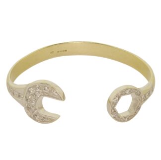 9ct Yellow Gold Gemstone Children's Spanner Bangle