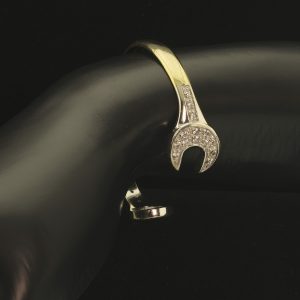 9ct Yellow Gold Gemstone Children&#8217;s Spanner Bangle