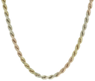 9ct Tri-Colour Rope Chain 17.5" 4mm