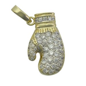 9ct Yellow Gold Gemstone Boxing Glove Pendant