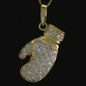 9ct Yellow Gold Gemstone Boxing Glove Pendant