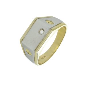 18ct Yellow &#038; White Gold Diamond Signet Ring