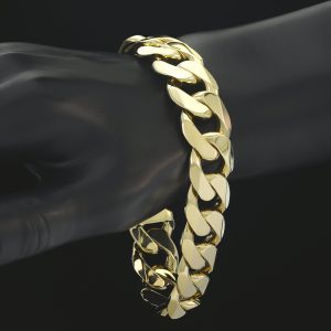 9ct Yellow Gold Curb Bracelet 10&#8243; 18mm