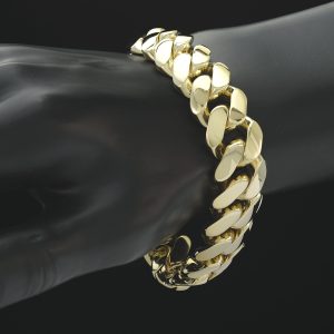 9ct Yellow Gold Cuban Bracelet 9″ 18mm