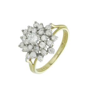 18ct Yellow Gold 1.00ct Diamond Cluster Ring