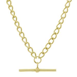 9ct Yellow Gold T-Bar Curb Chain 18.5&#8243; 4mm