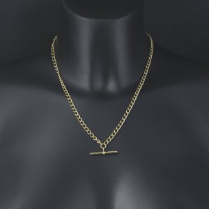 9ct Yellow Gold T-Bar Curb Chain 18.5&#8243; 4mm