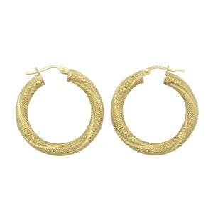 18ct Yellow Gold Pattern Hoop/Creole Earrings