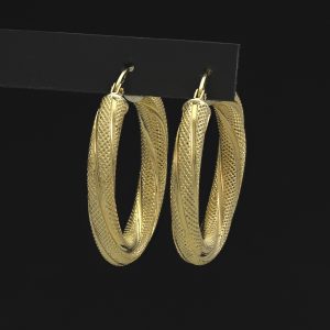 18ct Yellow Gold Pattern Hoop/Creole Earrings