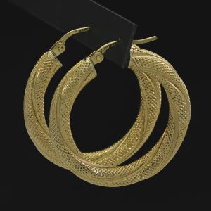 18ct Yellow Gold Pattern Hoop/Creole Earrings