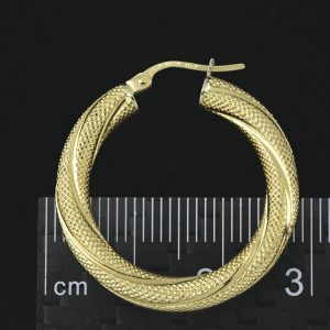 18ct Yellow Gold Pattern Hoop/Creole Earrings