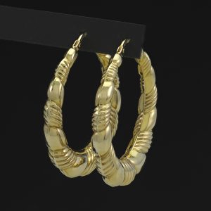 9ct Yellow Gold Pattern Hoop/Creole Earrings