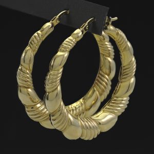 9ct Yellow Gold Pattern Hoop/Creole Earrings