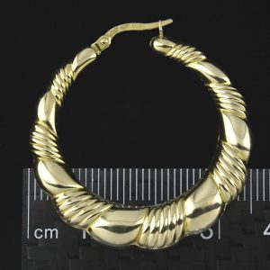 9ct Yellow Gold Pattern Hoop/Creole Earrings