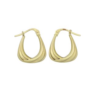 9ct Yellow Gold Twist Creole/Half Hoop Earrings