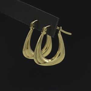 9ct Yellow Gold Twist Creole/Half Hoop Earrings
