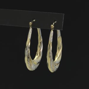 9ct Yellow &#038; White Gold Creole/Half-Hoop Earrings