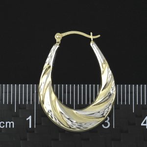 9ct Yellow &#038; White Gold Creole/Half-Hoop Earrings