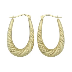 9ct Yellow Gold Twist Creole/Half-Hoop Earrings