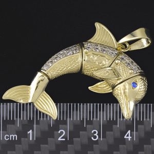 9ct Yellow Gold Gemstone Dolphin Pendant