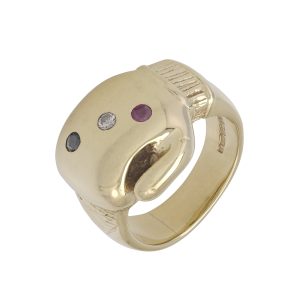 9ct Yellow Gold Diamond &#038; Sapphire Boxing Glove Ring