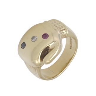 9ct Yellow Gold Diamond & Sapphire Boxing Glove Ring