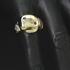 9ct Yellow Gold Diamond &#038; Sapphire Boxing Glove Ring