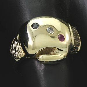 9ct Yellow Gold Diamond &#038; Sapphire Boxing Glove Ring