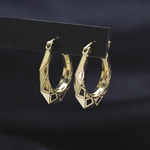 9ct Yellow Gold Patterned Hoop/Creole Earrings