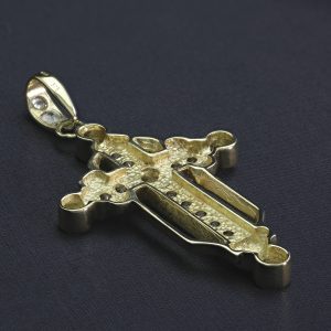 9ct Yellow Gold Gemstone Cross Pendant