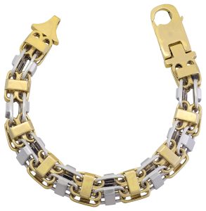 9ct Yellow &#038; White Gold Cage Bracelet 9.5&#8243; 12mm