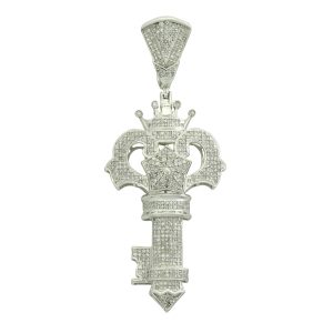 9ct White Gold 1.75ct Diamond Key Pendant