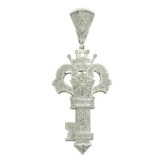 9ct White Gold 1.75ct Diamond Key Pendant