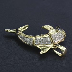 9ct Yellow Gold Gemstone Dolphin Pendant