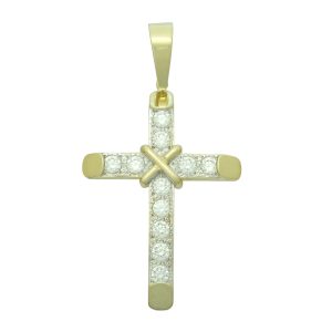 9ct Yellow Gold Gemstone Cross Pendant