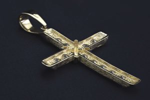 9ct Yellow Gold Gemstone Cross Pendant