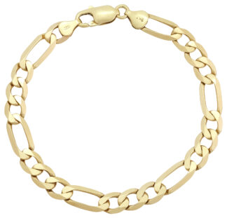 9ct Yellow Gold Figaro Bracelet 8.5" 7.5mm